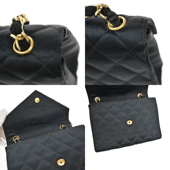 CHANEL CC Mini Matelasse Chain Shoulder Bag Satin Black GHW Vintage 648RL403 - Picture 8 of 16